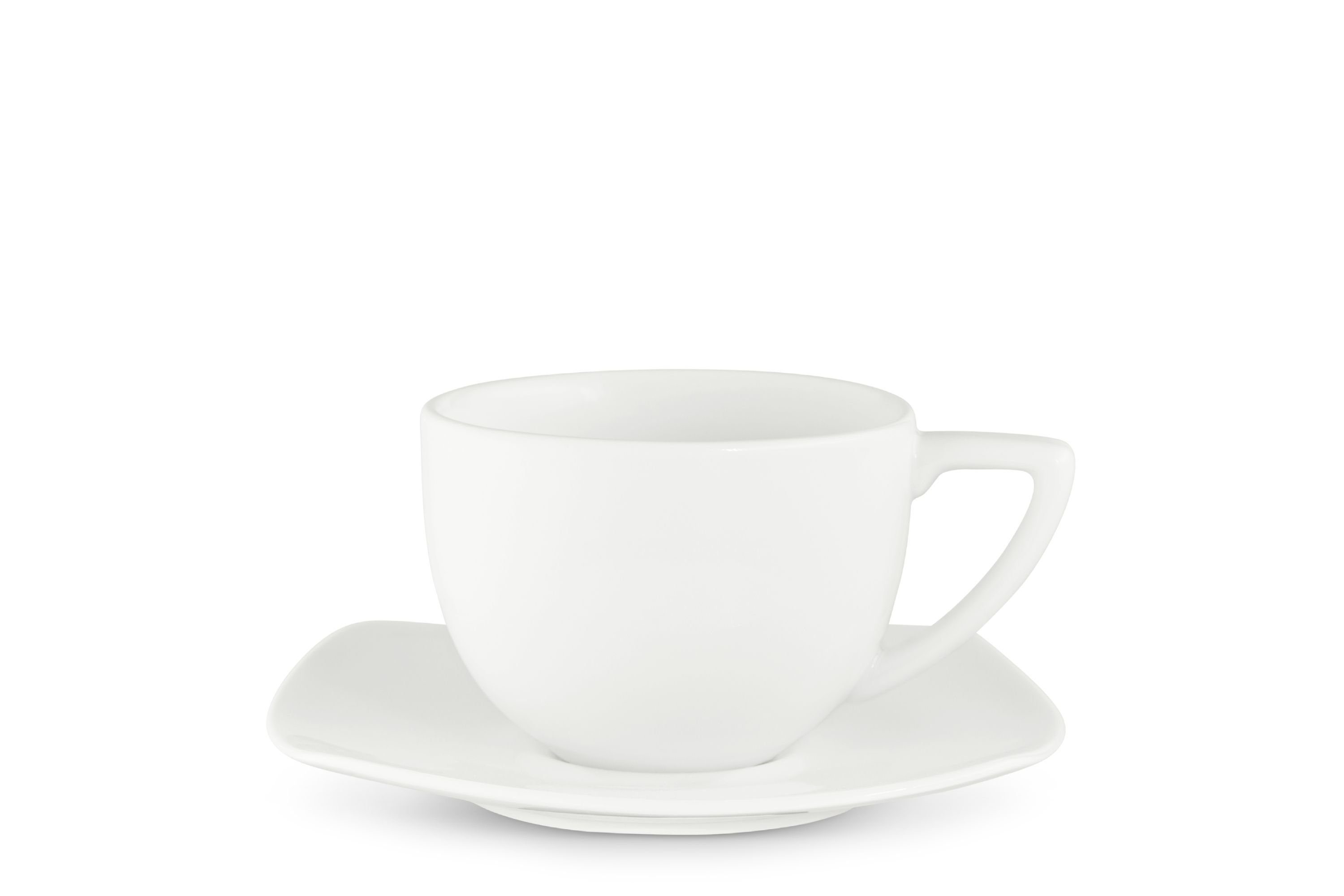 Konsimo Kaffeeservice CARLINA Mikrowellengeeignet, (18-tlg), Spulmachinen- Dessertteller und Personen, Untertasse Weiß quadratisch 6 Kaffeetasse Porzellan