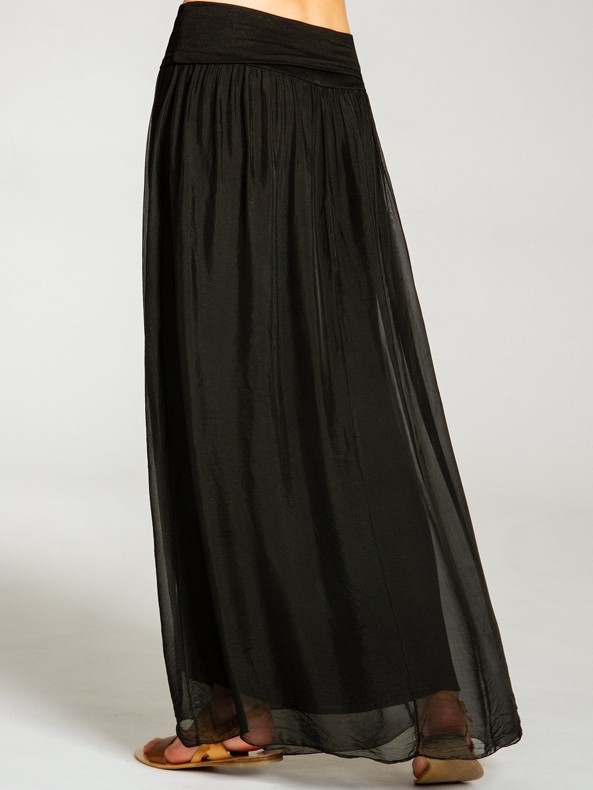 Caspar Faltenrock RO025 eleganter leichter Damen Sommer Rock mit Seidenanteil mit figurfreundlichem Stretch Bund - Made in Italy