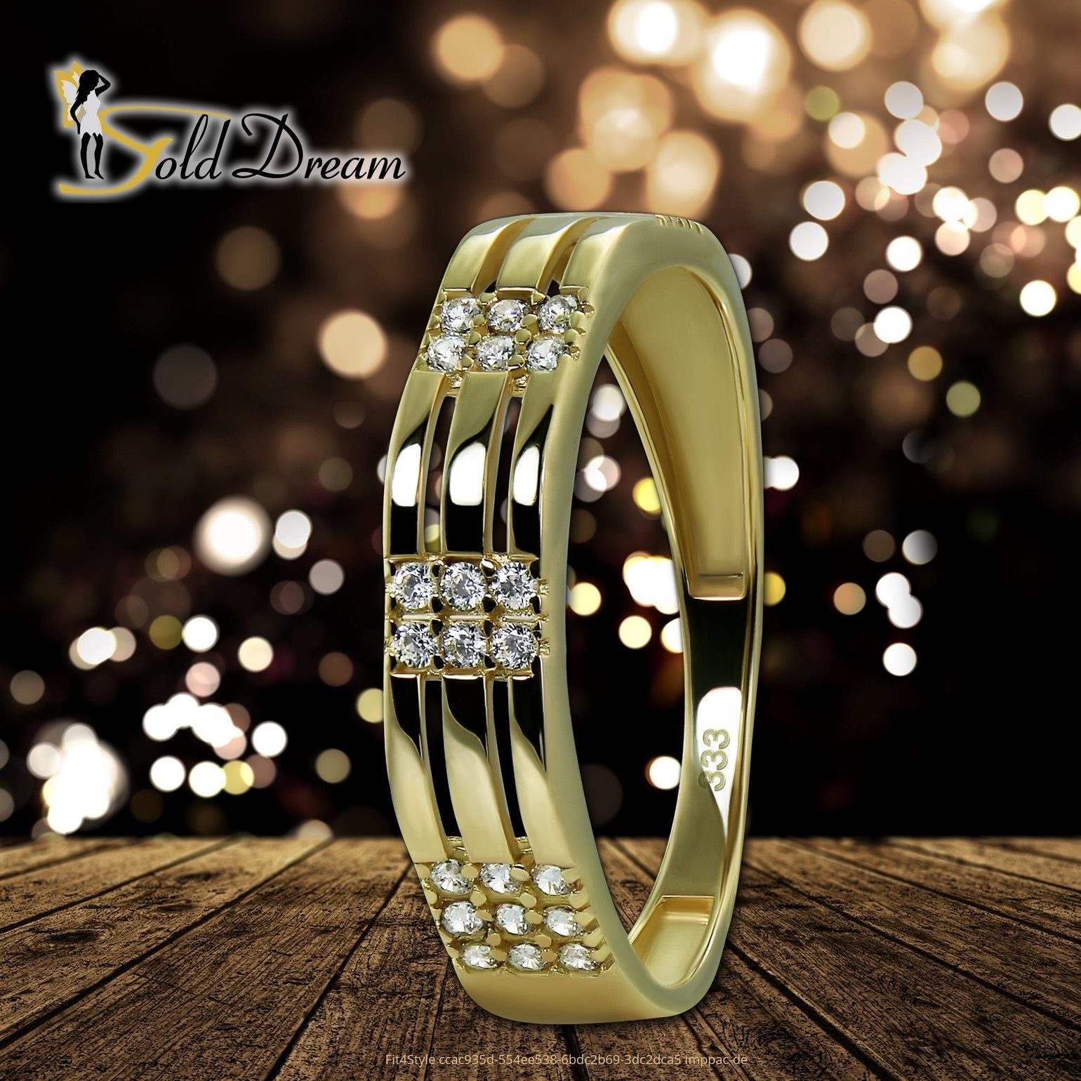 Goldring Gelbgold GoldDream Sparkle Karat, GoldDream 8 - gold, Sparkle weiß Ring 333 Farbe: (Fingerring), Gold Damen Ring Gr.58