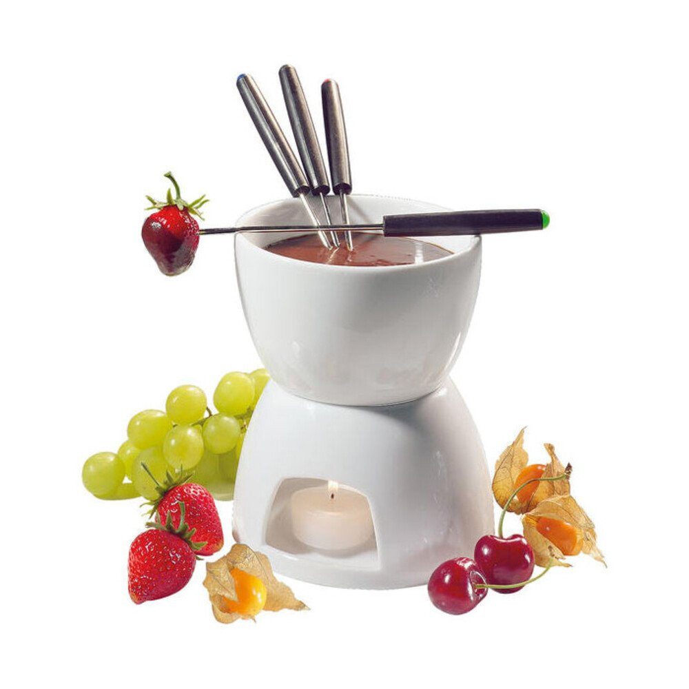 Cilio Fondue Schokoladenfondue-Set 6-tlg. Classic weiß, Schokoladenfondue-Set, 6-tlg., 0,35 l, Porzellan