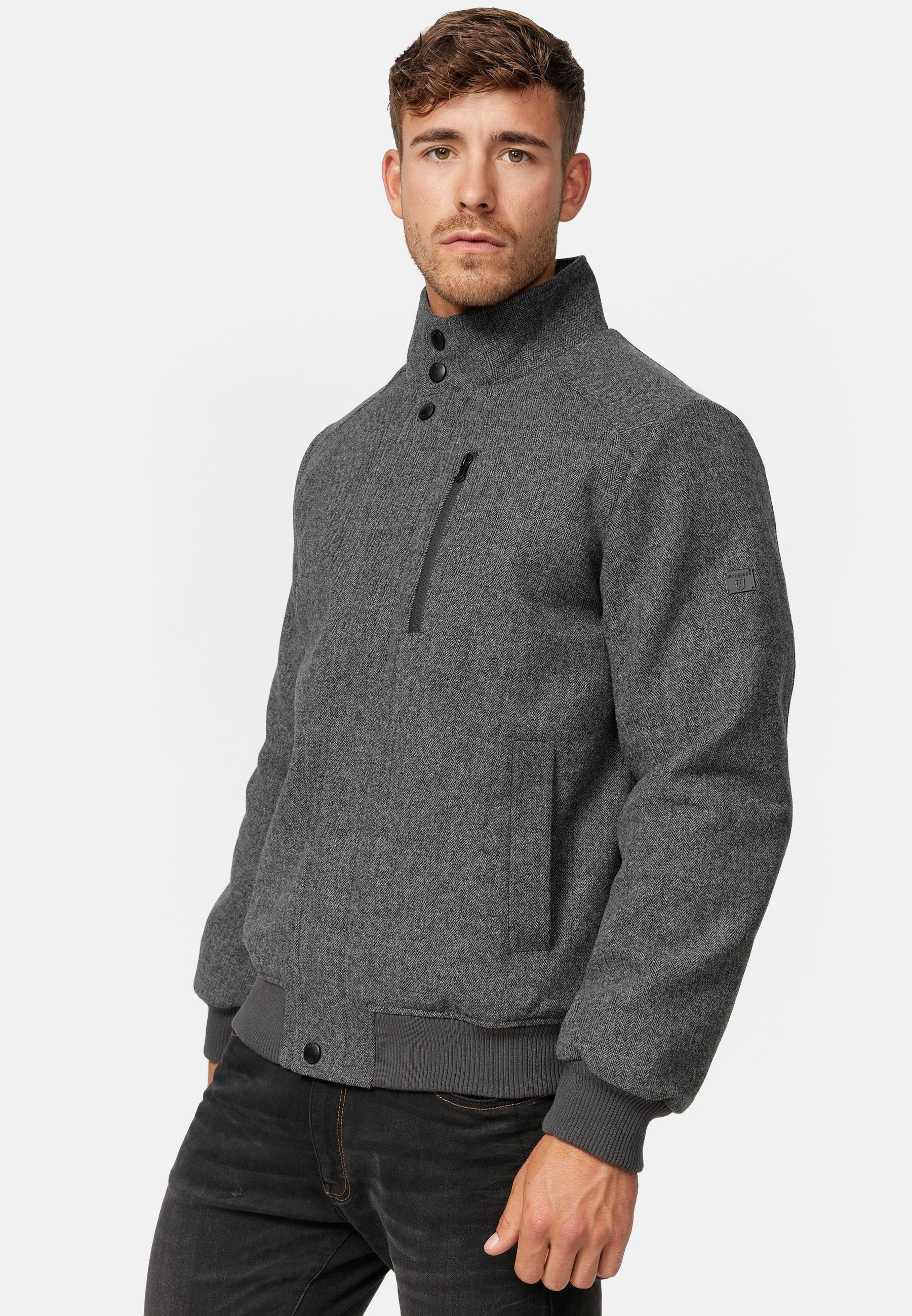 Bomberjacke Indicode Mini Grey Herringbone Bob