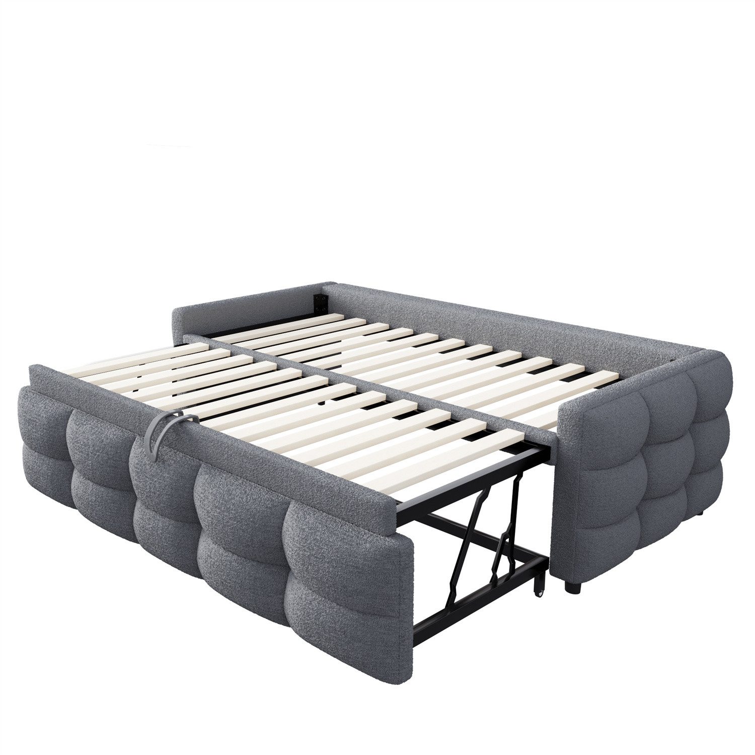 autolock Ausziehbett Polsterbett, Ausziehbares Schlafsofa,Teddy Samt Stoff
