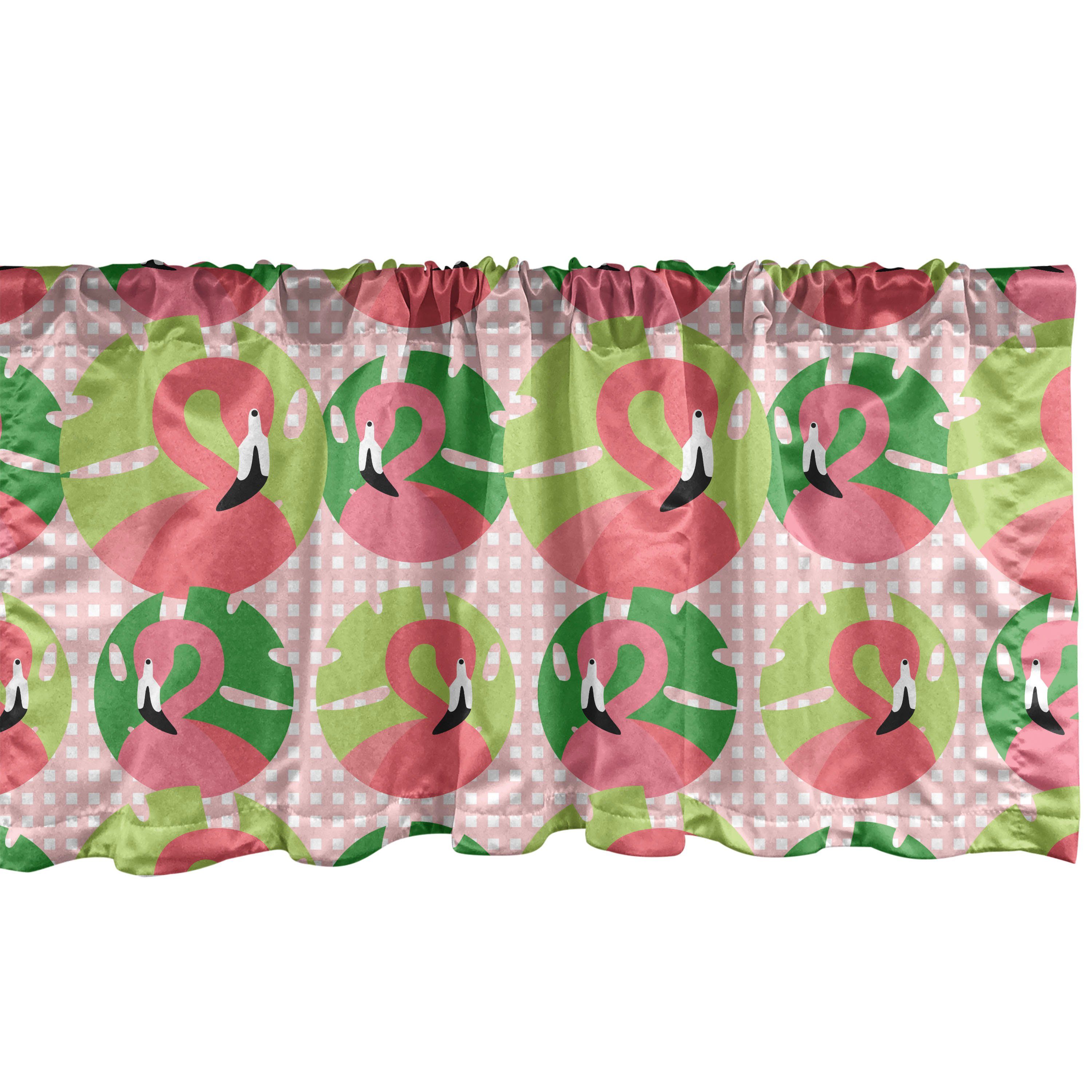 Scheibengardine Vorhang Volant für Küche Schlafzimmer Dekor mit Stangentasche, Abakuhaus, Microfaser, Exotisch Flamingo in Childish Entwurf