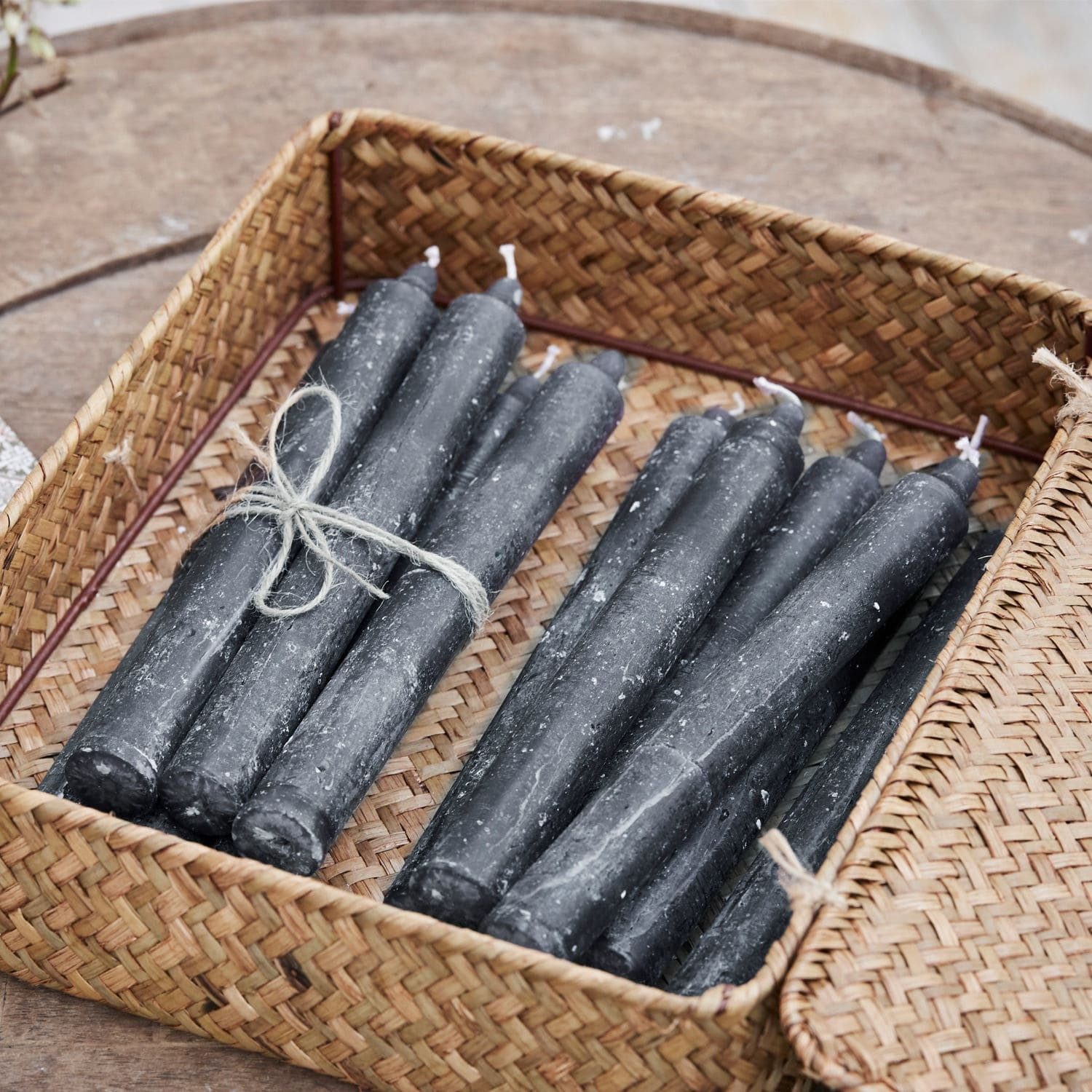 Mirabeau Stumpenkerze Kerze 12er Set Bauceau anthrazit (12er Set, 12er Set), none