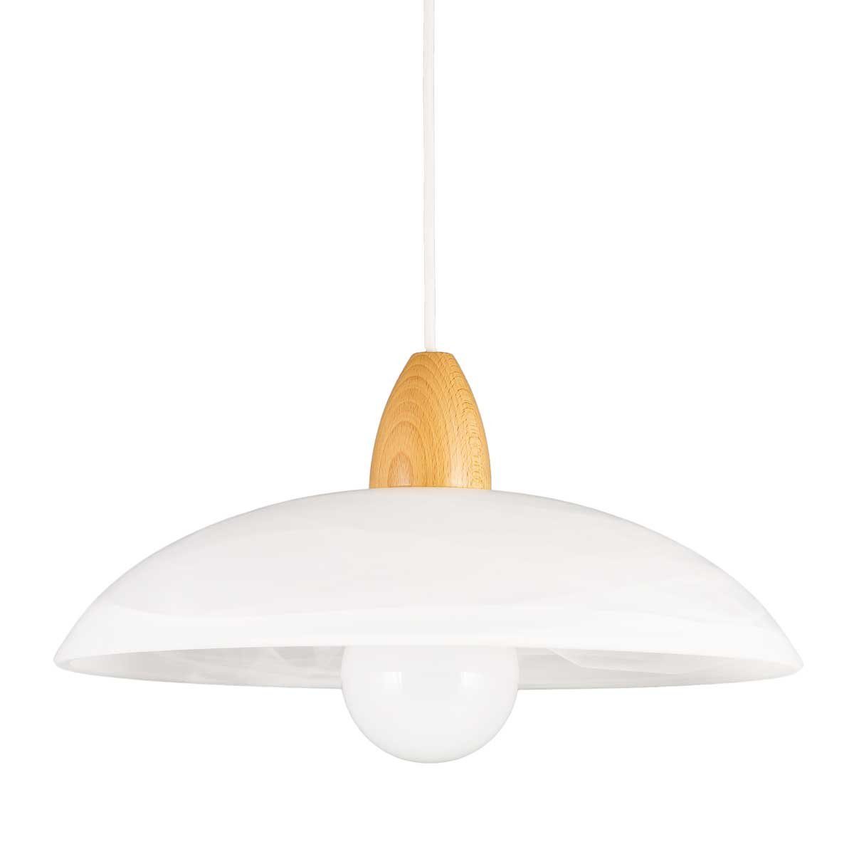 Helios Leuchten Pendelleuchte Hängelampe Alabasterglas Holz Buche Küchenlam günstig online kaufen
