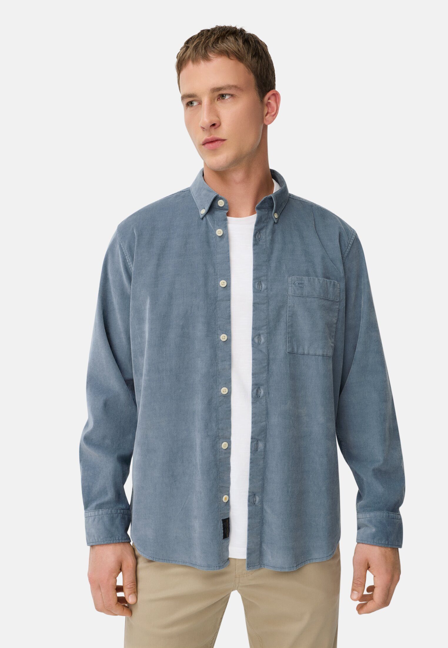 Langarmhemd mit Button-Down-Kragen und Brusttasche