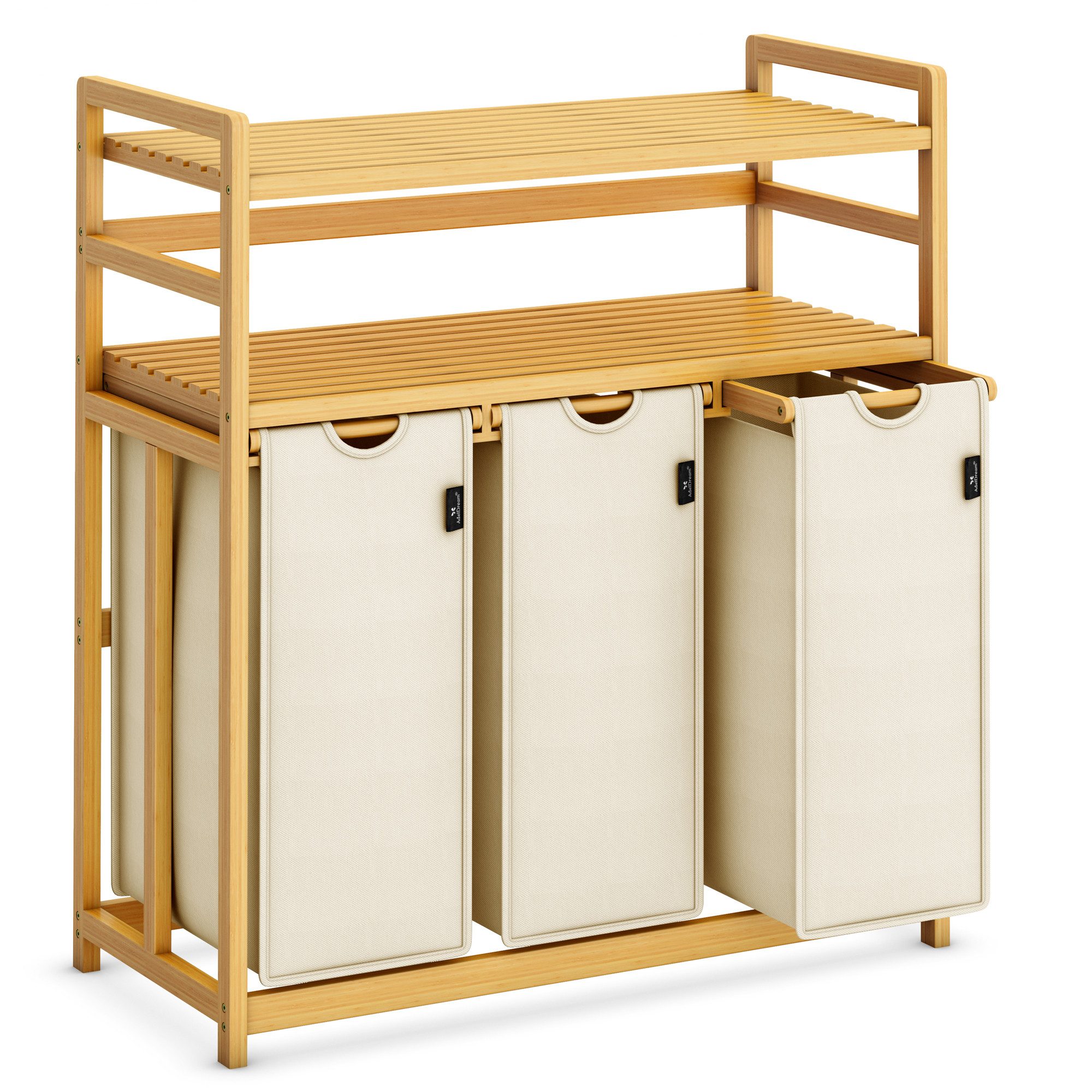 AdelDream Wäschekorb Wäschekorb 150L – 3 Fächer & 2 Regale günstig online kaufen