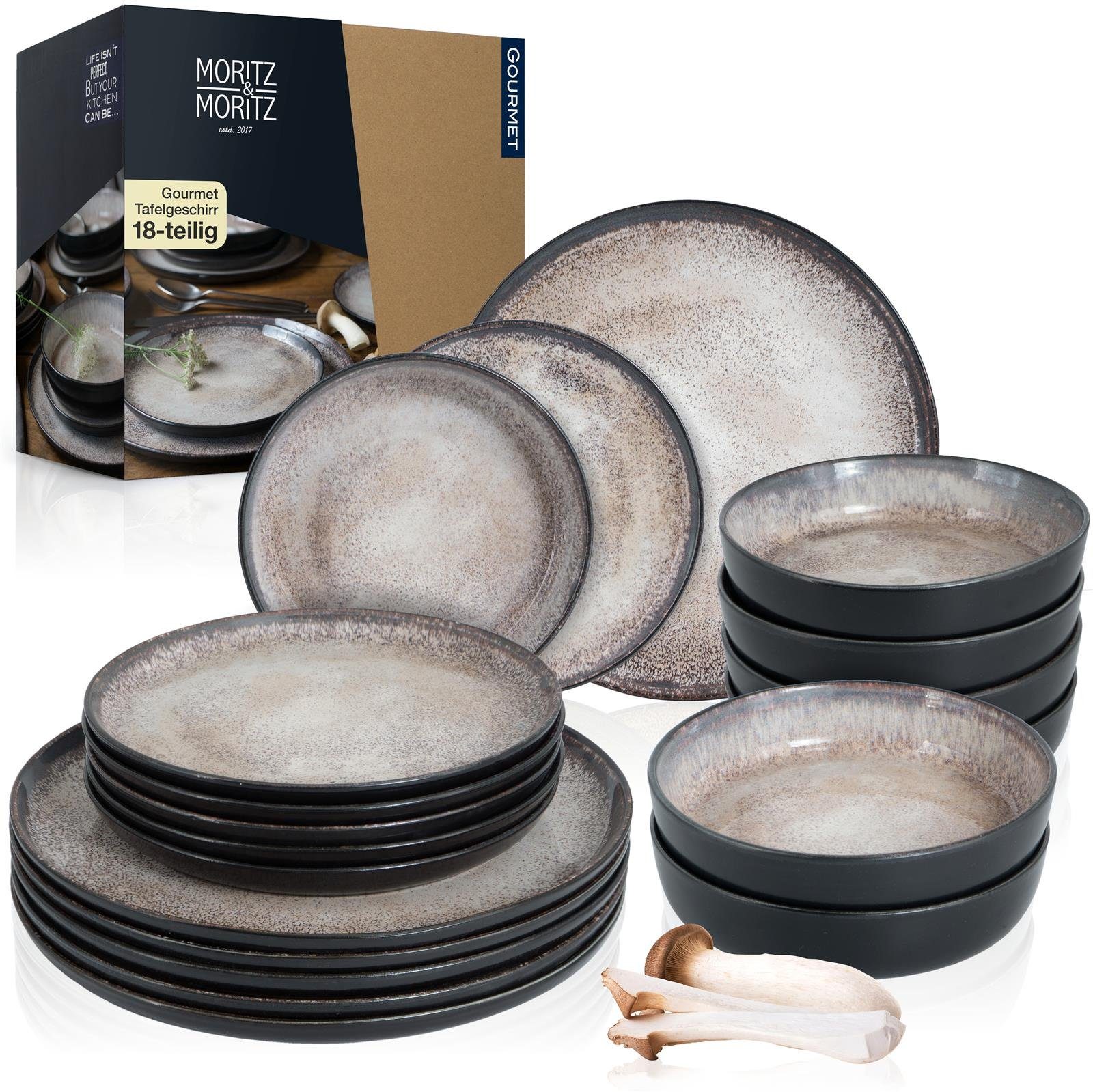 Moritz & Moritz Сервірування столу Moritz & Moritz 18tlg Tafel Service Beige Geschirr Set Digital (18-tlg), 6 Personen, Kombigeschirr für 6 Personen