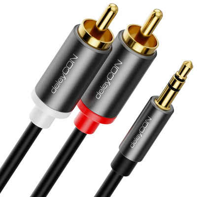 deleyCON deleyCON 2m Klinke zu Cinch RCA Kabel 3,5mm Audiokabel Kabel Klinke Audio-Kabel