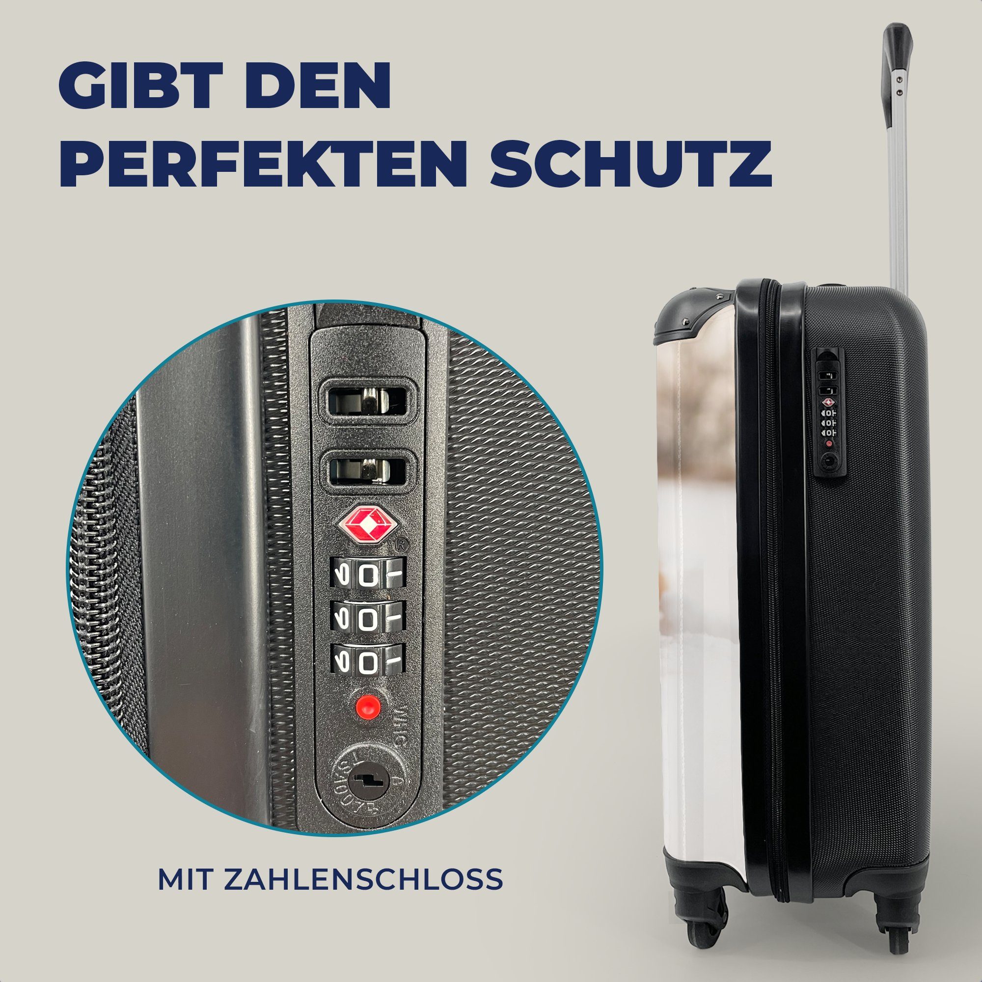 MuchoWow Handgepäckkoffer Reisekoffer Schnee Trolley, - Hund rollen, Rollen, Reisetasche für Handgepäck Ferien, mit Winter, - 4