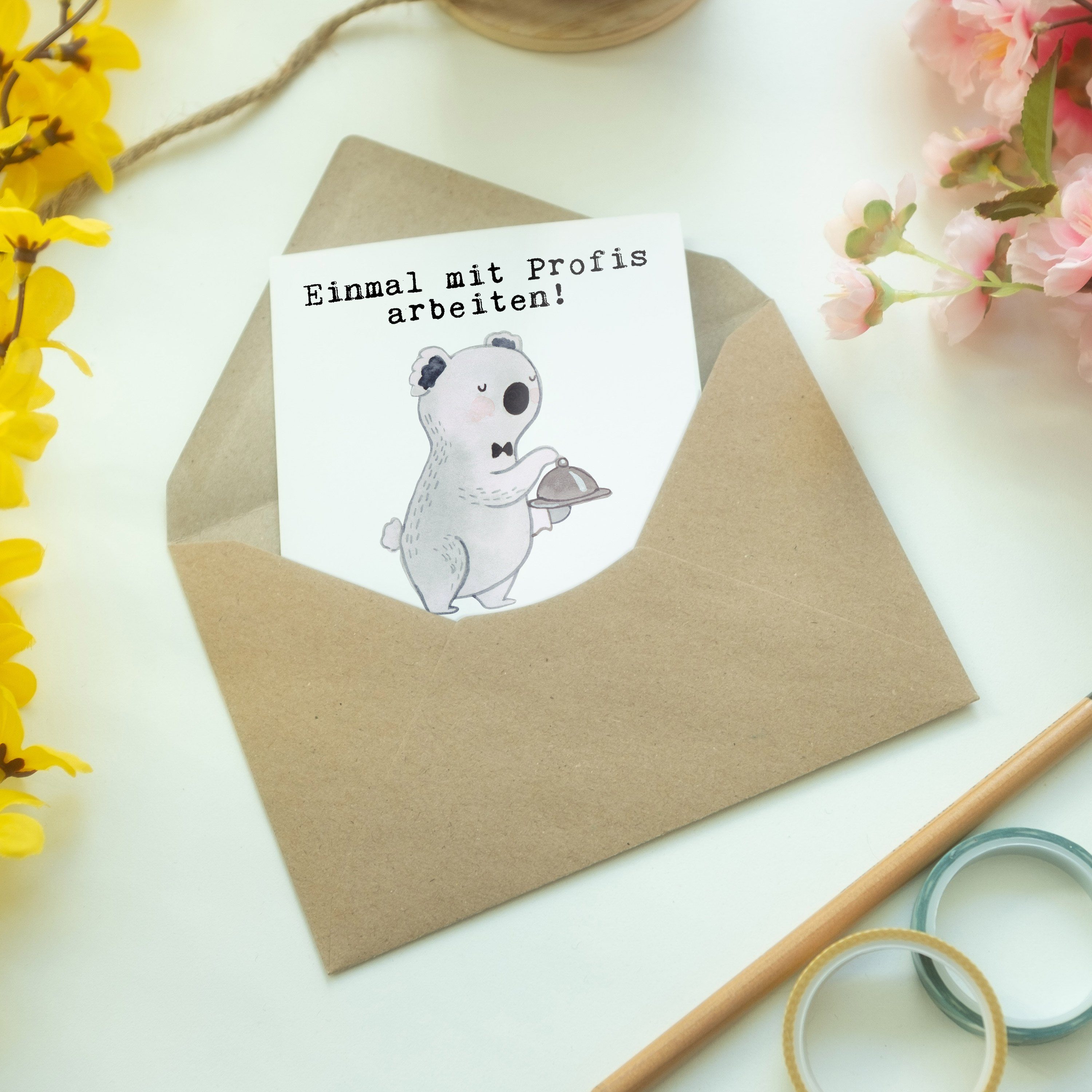 Mr. & Mrs. - Hochzeitskarte Grußkarte Weiß Restaurantfachmann - Leidenschaft Geschenk, Panda aus