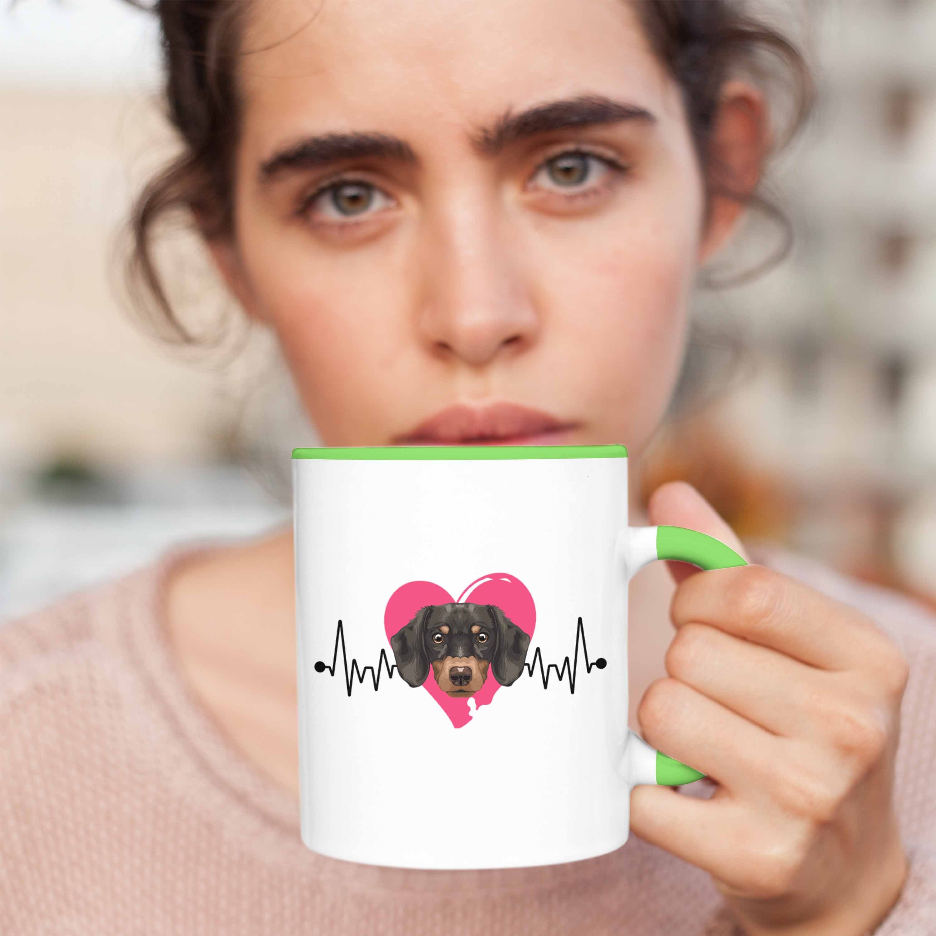 Spruch Tasse Trendation Herzschlag Lustiger Tasse Geschenkidee Dackel Geschenk Grün Besitzer