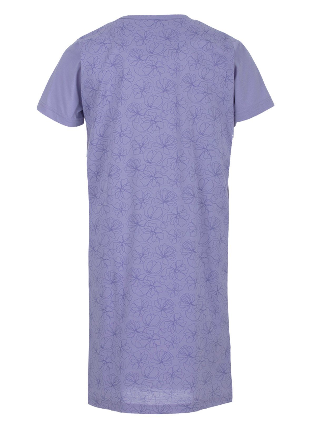 Kellerfalte Nachthemd Floral flieder - Blüten zeitlos Nachthemd Kurzarm