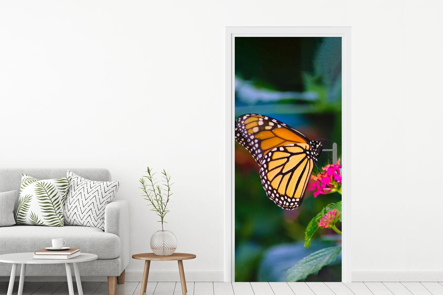 MuchoWow Türtapete Schmetterlinge Tür, Natur, (1 - - Türaufkleber, 75x205 cm Matt, für Blume St), Fototapete bedruckt