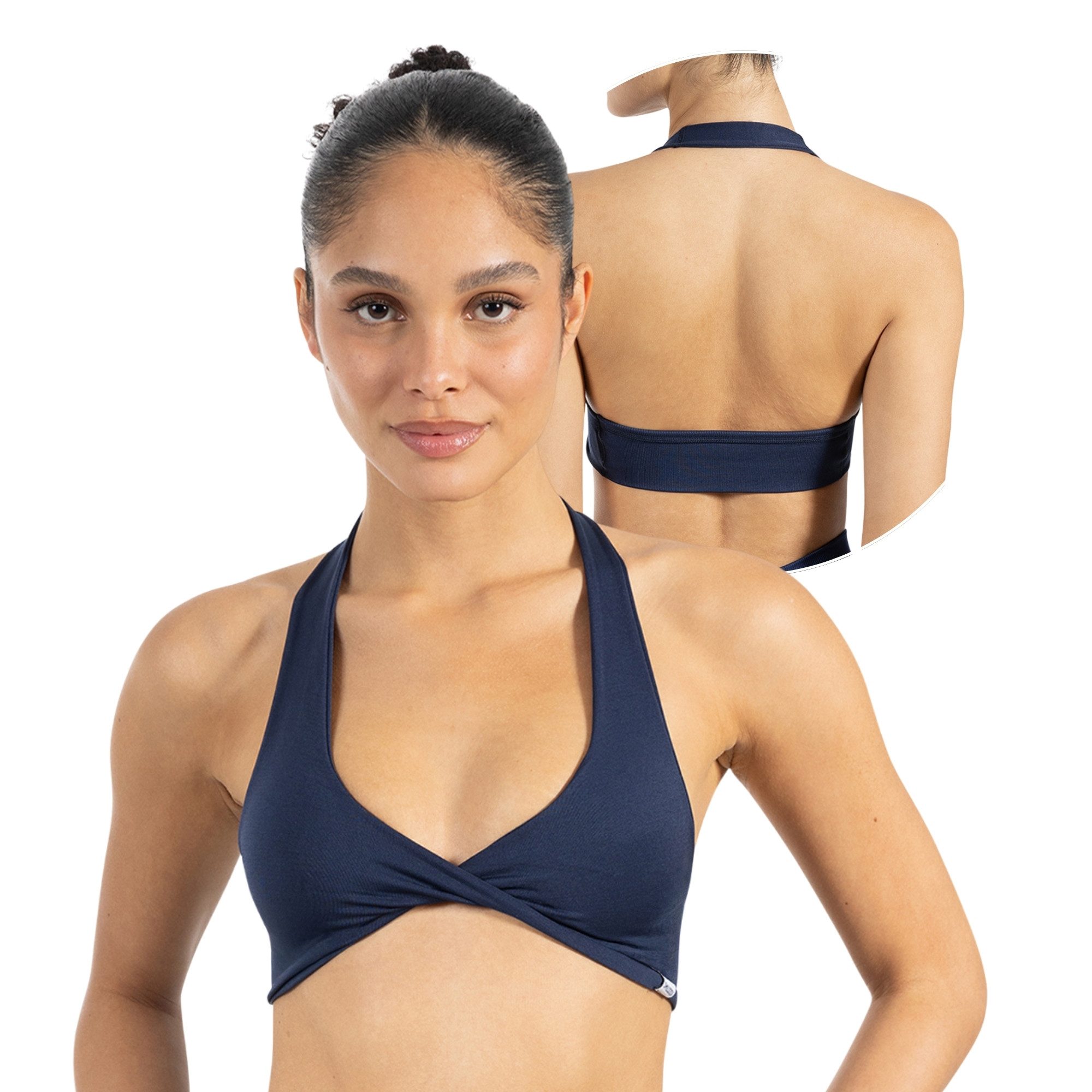 Smilodox Sport-BH Myrah Twisted, Shaped Fit Wickel-V-Ausschnitt & offener Rücken Yoga Bra, elastisches Funktionsmaterial, Ohne Bügel, Alltag & Gym