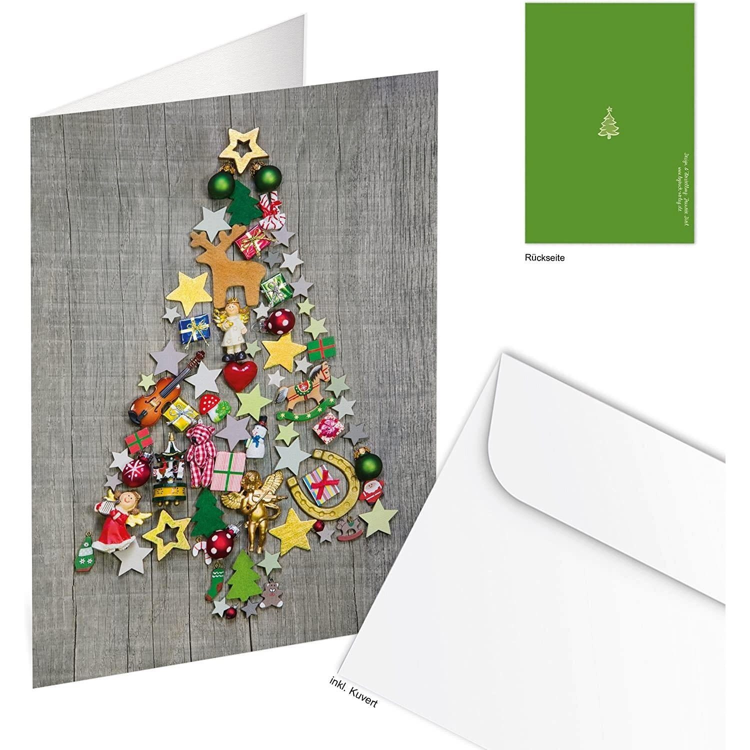 Logbuch-Verlag Dekofigur 3 Weihnachtskarten mit Weihnachtsbaum Motiv grün g günstig online kaufen