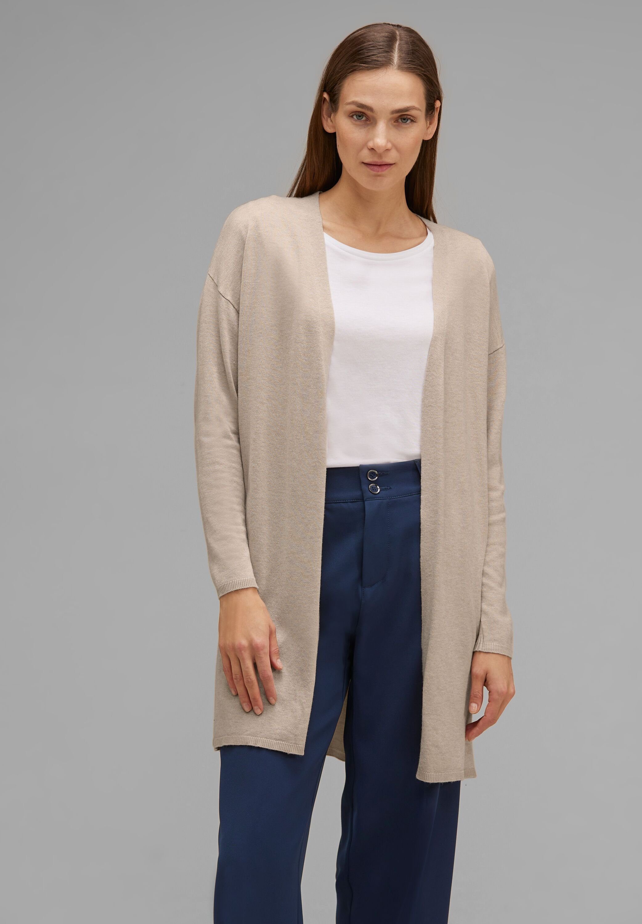 STREET ONE Strickjacke verschlusslos spring sand melange