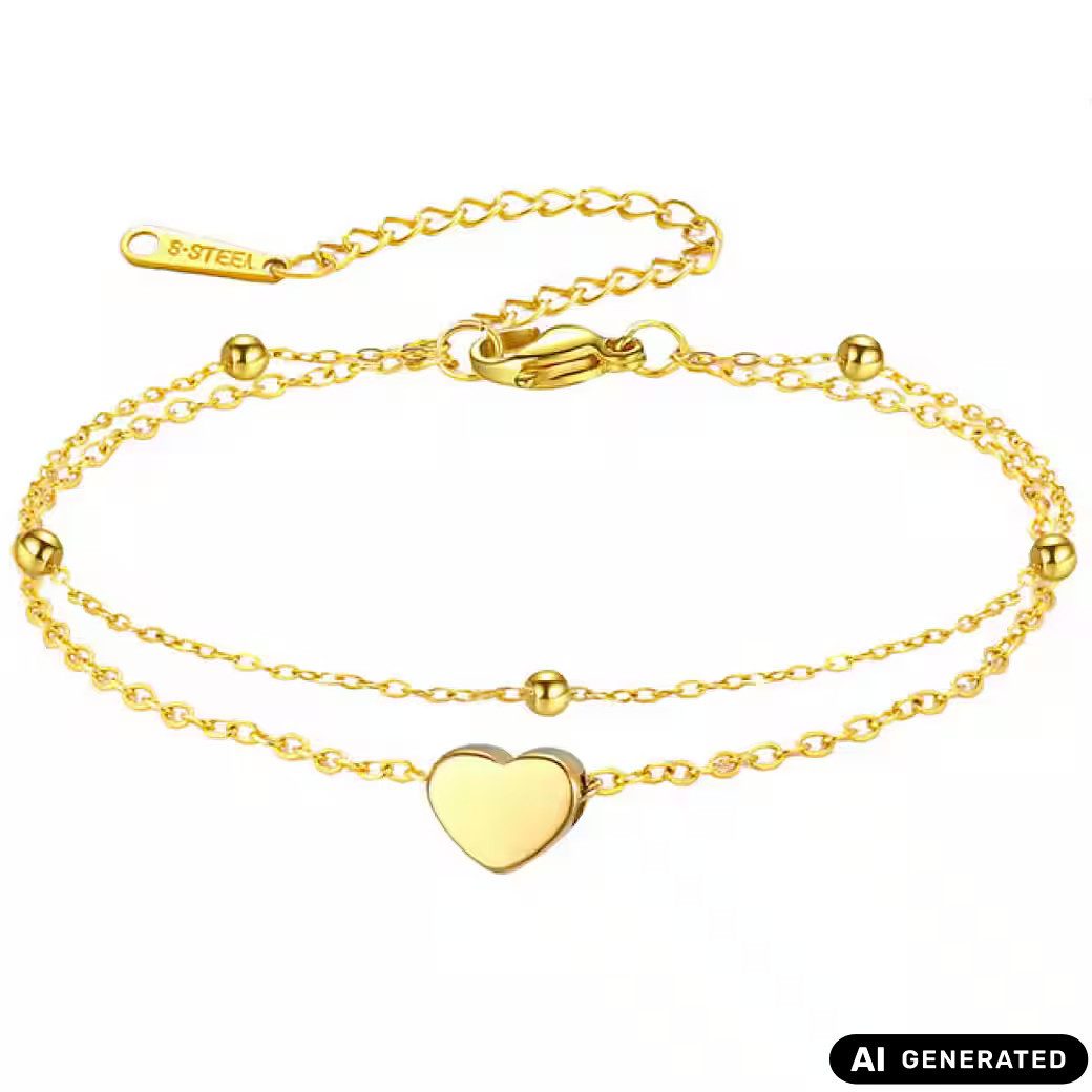 Ware aus aller Welt Fußkette Edelstahl Damen-Fußkettchen mit Herz-Anhänger in Gold oder Silberoptik