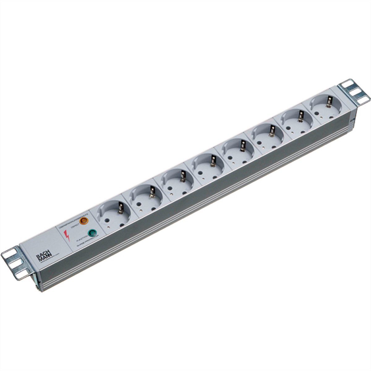 Bachmann 19" Steckdosenleiste 8-fach mit ÜS ohne Schalter Steckdosenleiste (Kabellänge 2 m), 333.404
