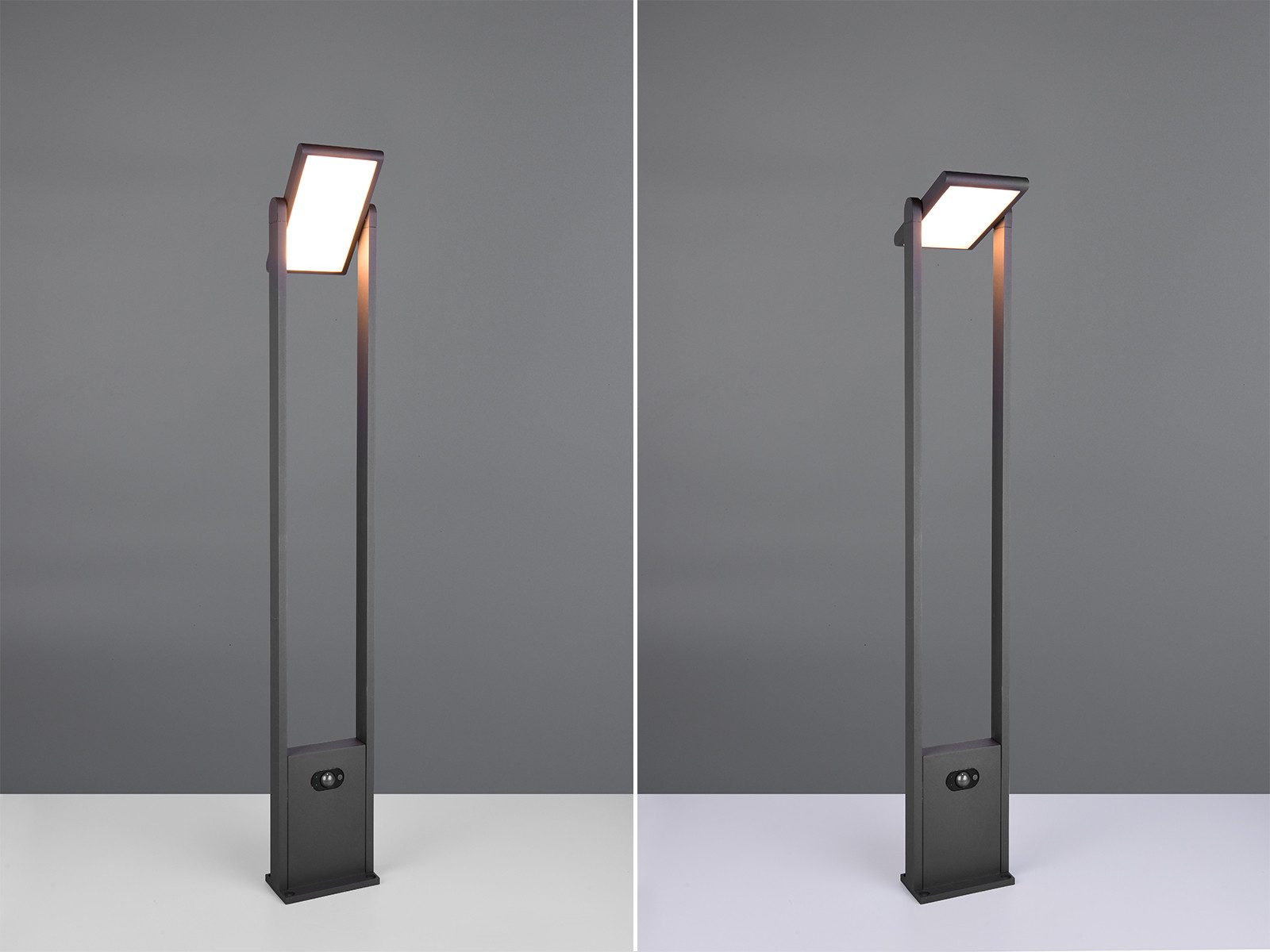 TRIO Leuchten LED Pollerleuchte, Bewegungsmelder, LED fest integriert, Warmweiß, Neutralweiß, 2er Set HYBRID Garten Wegbeleuchtung mit Strom und Solar, Höhe 101cm