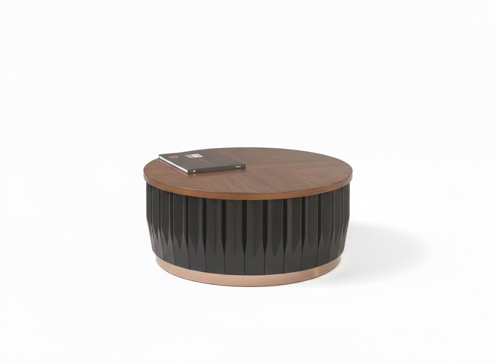 Xlmoebel Stehtisch Moderner Couchtisch mit Metallakzenten in Braun und Schwarz, Made in Europa
