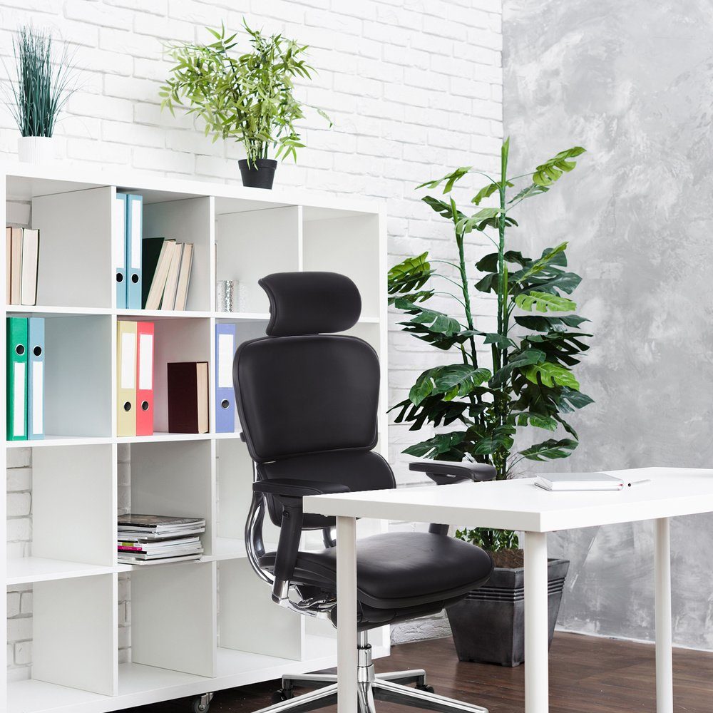 hjh OFFICE Drehstuhl Luxus ERGOHUMAN (1 Schwarz St), ergonomisch Bürostuhl Chefsessel Leder