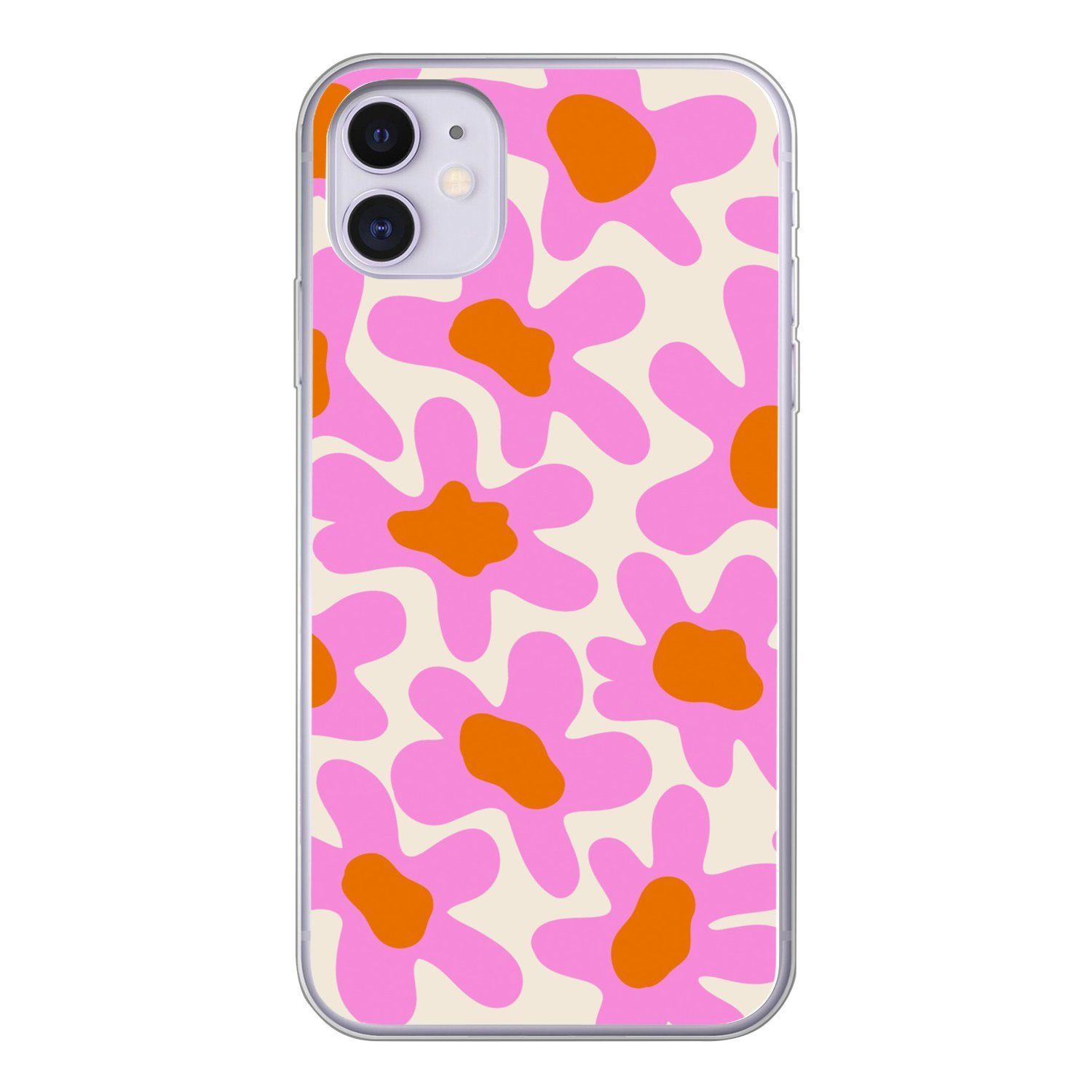 MuchoWow Handyhülle für Apple iPhone 11 Blume - Rosa - Muster, Smartphone-Bumper, Print, Handy Schutzhülle Dünn