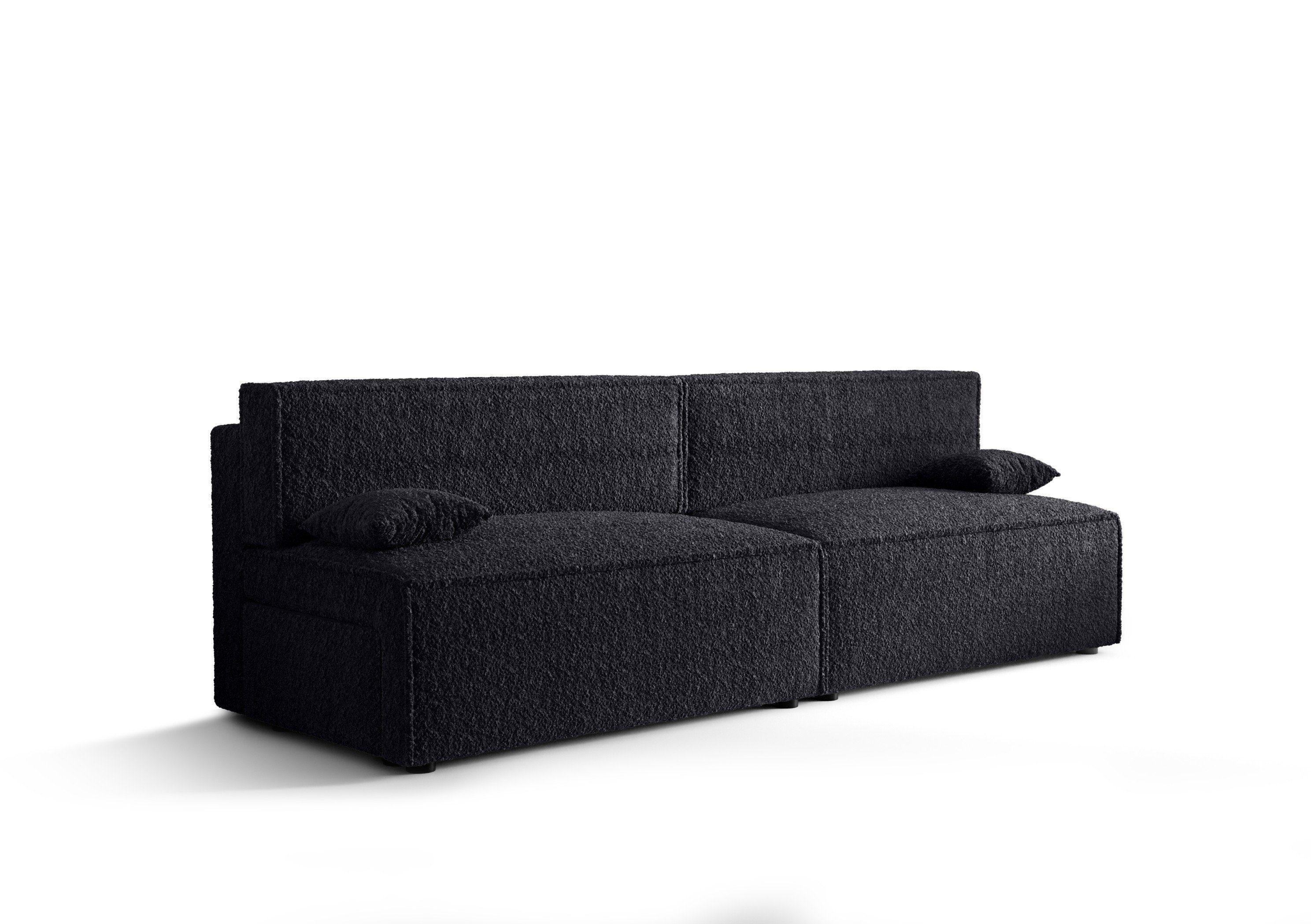 COUCH Schlaffunktion Schwarz Sofa mit 262cm Schlafsofa, pressiode und MIRAX2 Bettkasten