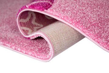 Kinderteppich Kinderteppich Spielteppich Babyteppich Mädchen Herz rosa pink, Carpetia, rund, Höhe: 13 mm