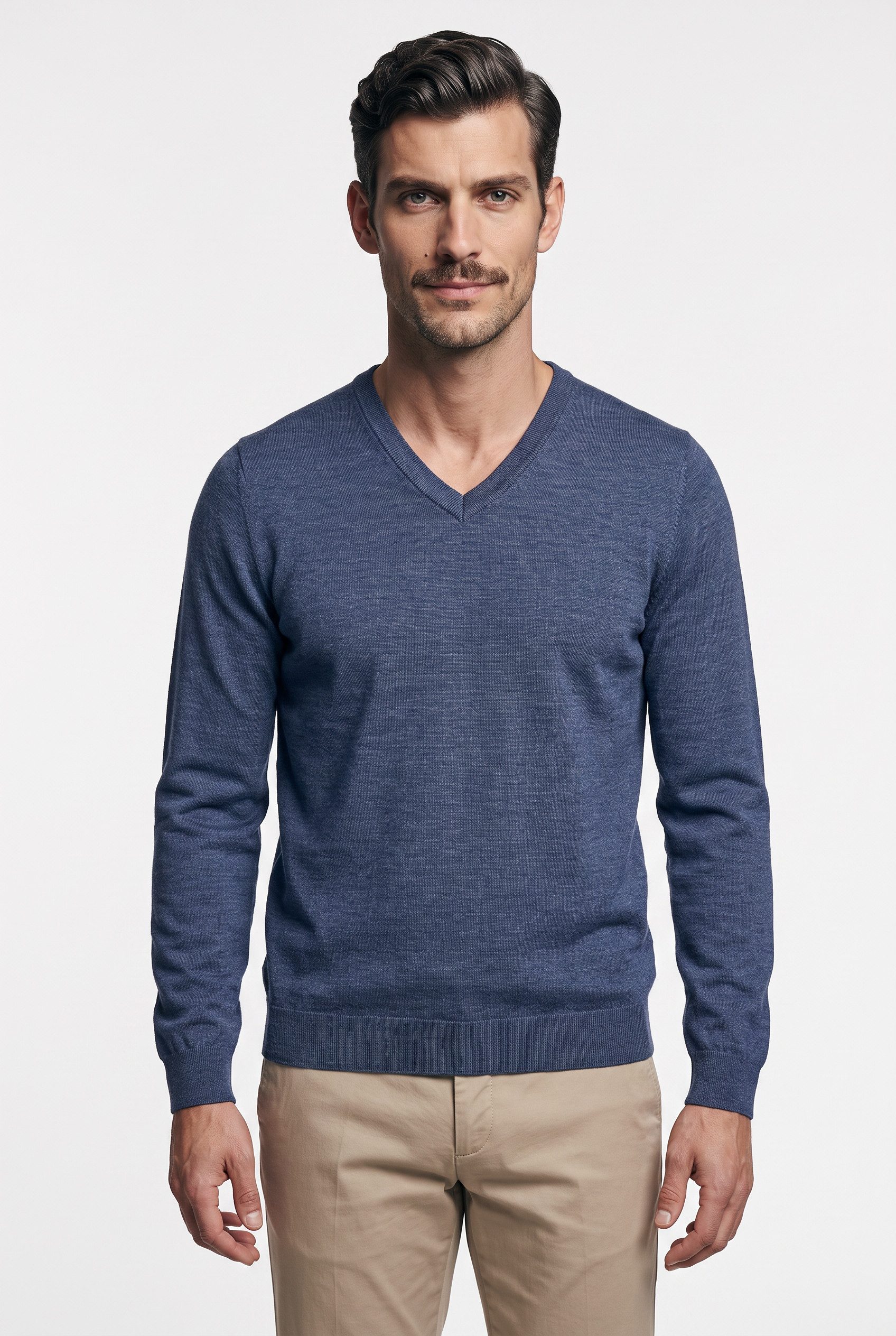 MARVELIS V-Ausschnitt-Pullover aus reiner Wolle