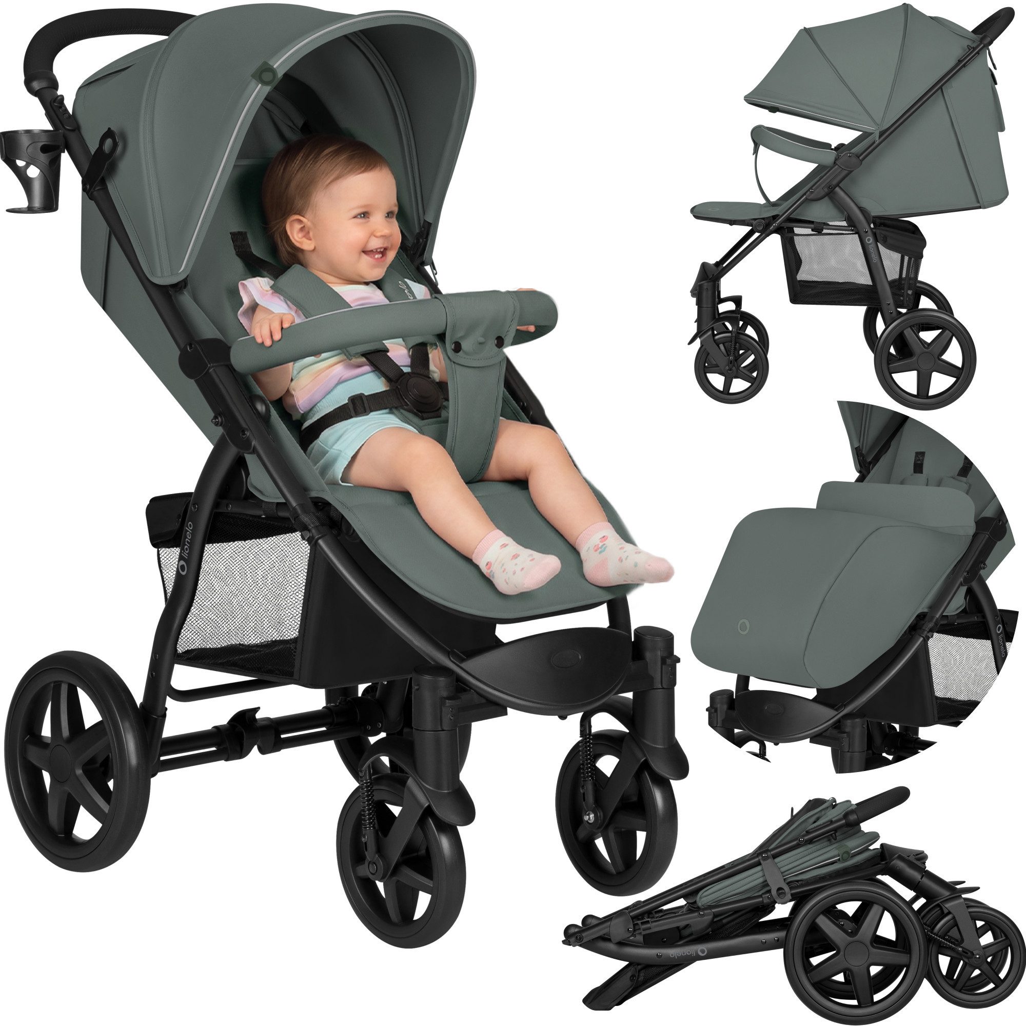 lionelo Kinder-Buggy ANNET PLUS, Fußdecke, großer Korb, ab 0 bis 36 Monate