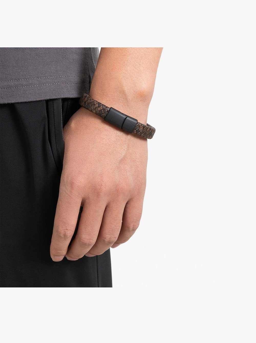 axy Lederarmband Herrenarmband Leder Braun mit (klassisch, 1-tlg), casual, elegant, Lederarmband handgefertigte Armband Magnetverschluss