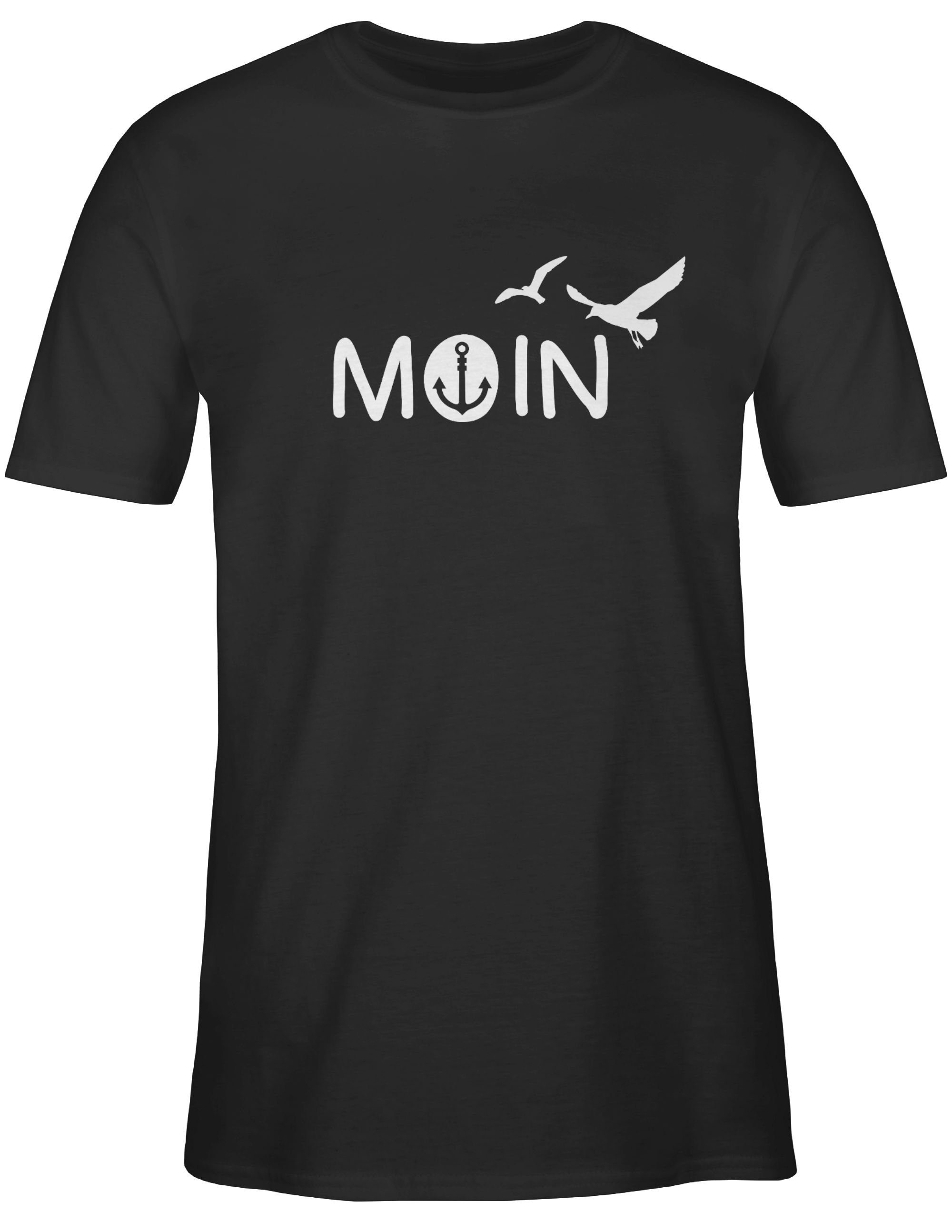Maritime Schwarz Sprüche T-Shirt Moin Moin Nordsee Statement Shirtracer Geschenk Hamburg 02