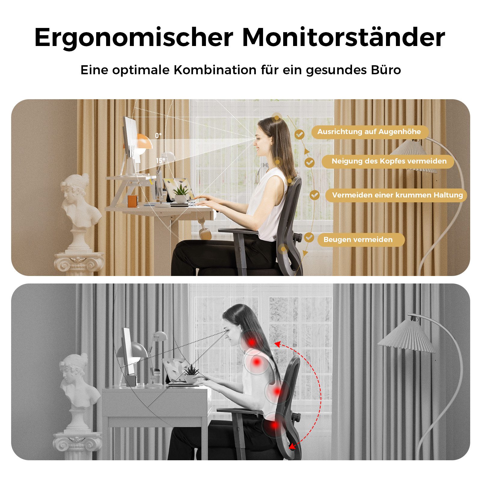 COMHOMA Schreibtisch Höhenverstellbarer Schreibtisch Elektrischer, 120x60cm elektrischer, mit Schubladen, Monitorständer, Tablet-Ständer und Mauspad