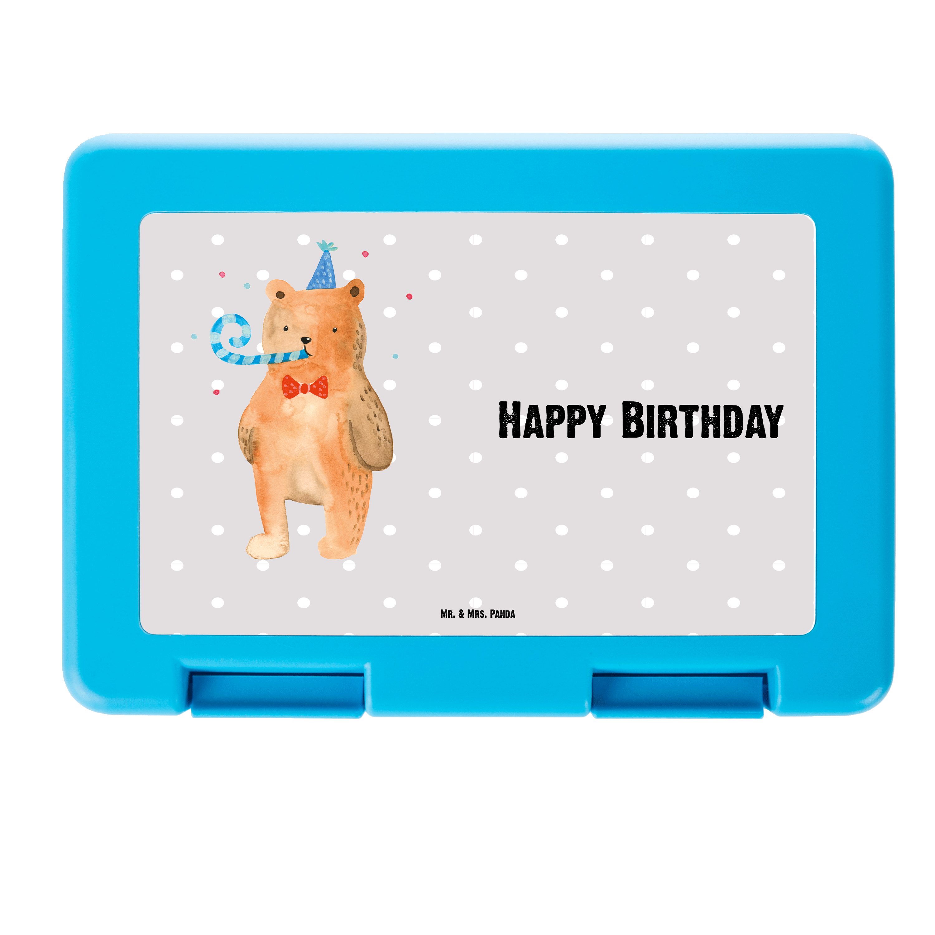 Happy Premium Pastell Birthday, Bär (1-tlg) & Geschenk, Mrs. Mr. Snac, Kunststoff, - Grau Birthday Brotbox, Panda Butterdose -