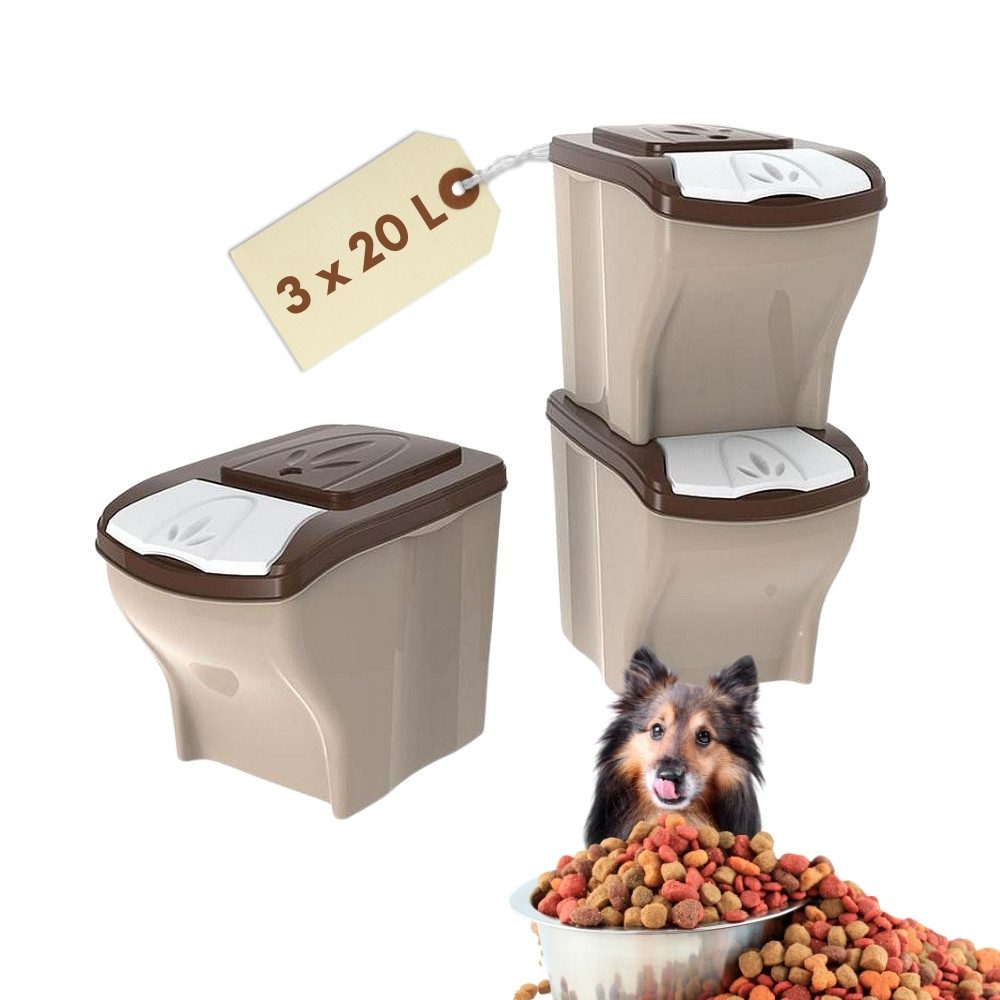 Futterbehälter 3x Tierfutterbehälter Hundefutter Aufbewahrung Futter Box 3 x 20 L