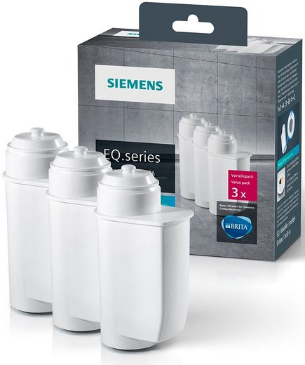 SIEMENS Wasserfilter BRITA Intenza TZ70033A, Zubehör für alle Siemens Kaffeevollautomaten der EQ Reihe: EQ.300, EQ.500, EQ.6, EQ.700, EQ.9 Plus und Einbauvollautomaten, 3 Stück, verringert den Kalkgehalt des Wassers