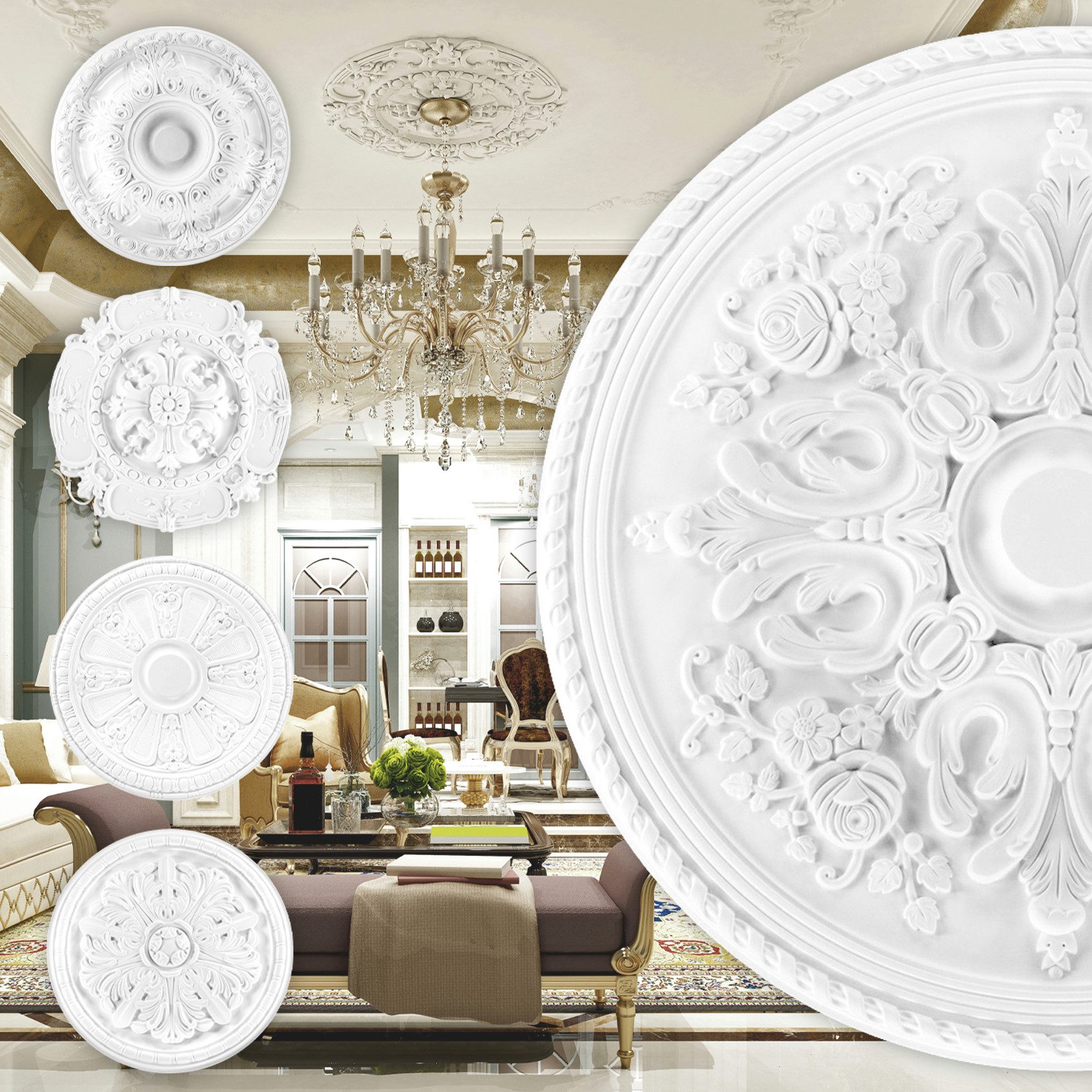 Grand Decor Wanddekoobjekt R107 (Stuckrosette aus günstig online kaufen