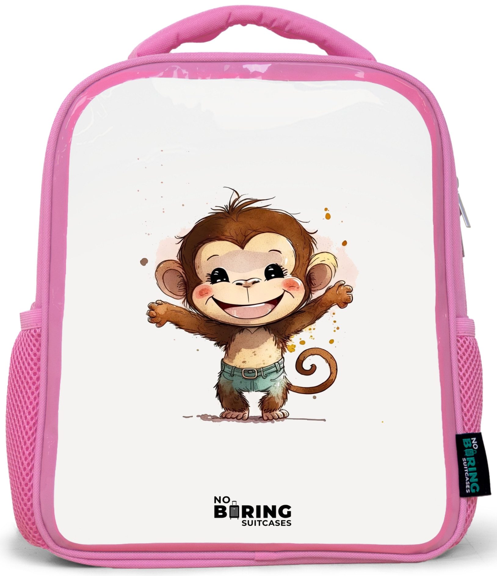Rucksack Rosa - Affe - Braun - Aquarell - Tiere