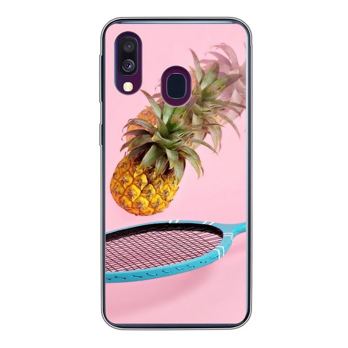 MuchoWow Handyhülle Ananas - Badminton - Rosa Handyhülle Samsung Galaxy A40 Smartphone-Bumper Print Handy