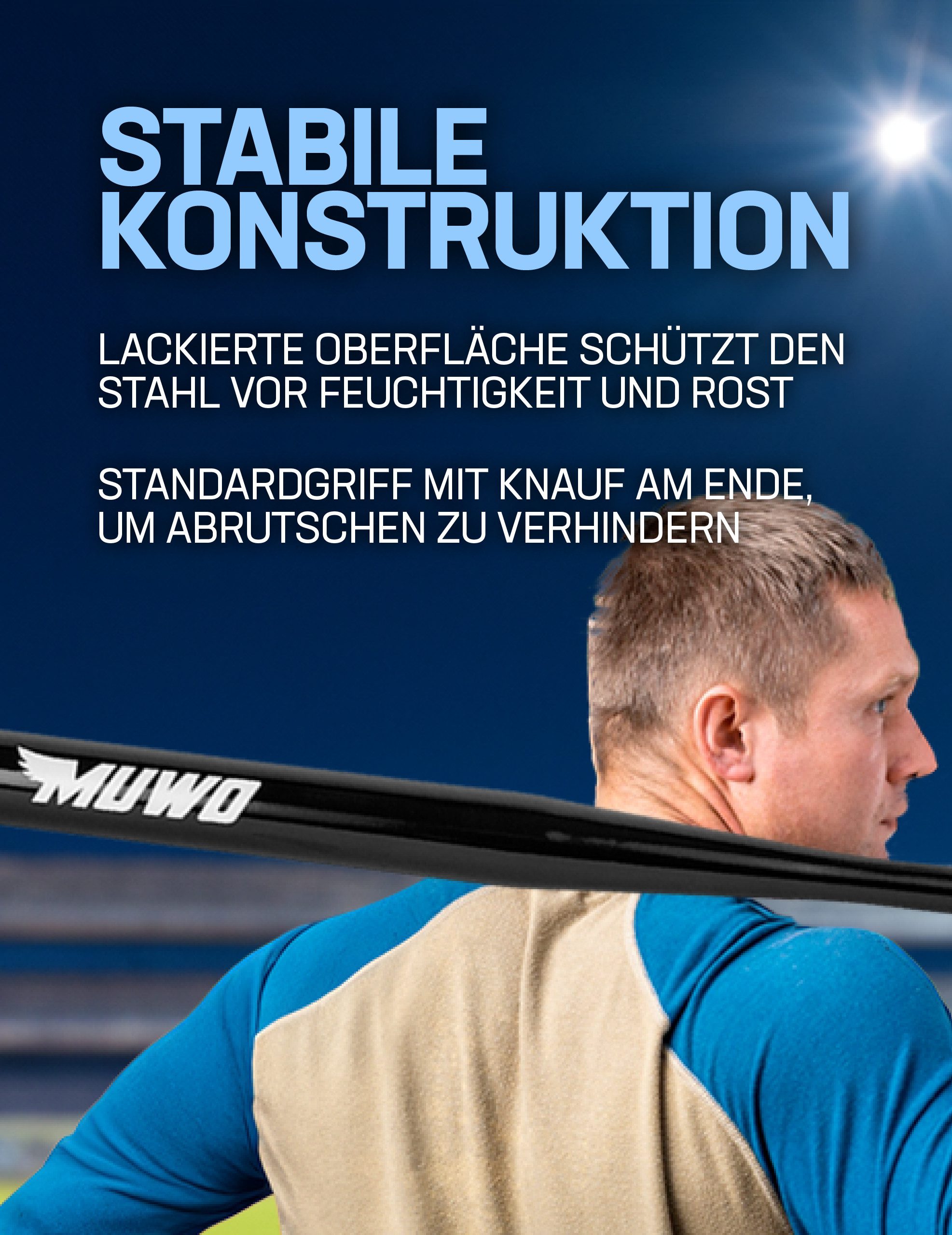 MUWO Baseballschläger "Shootout" 1 kg, Stahl, lackierte Oberfläche, schützt den Stahl vor Feuchtigkeit und Schmutz