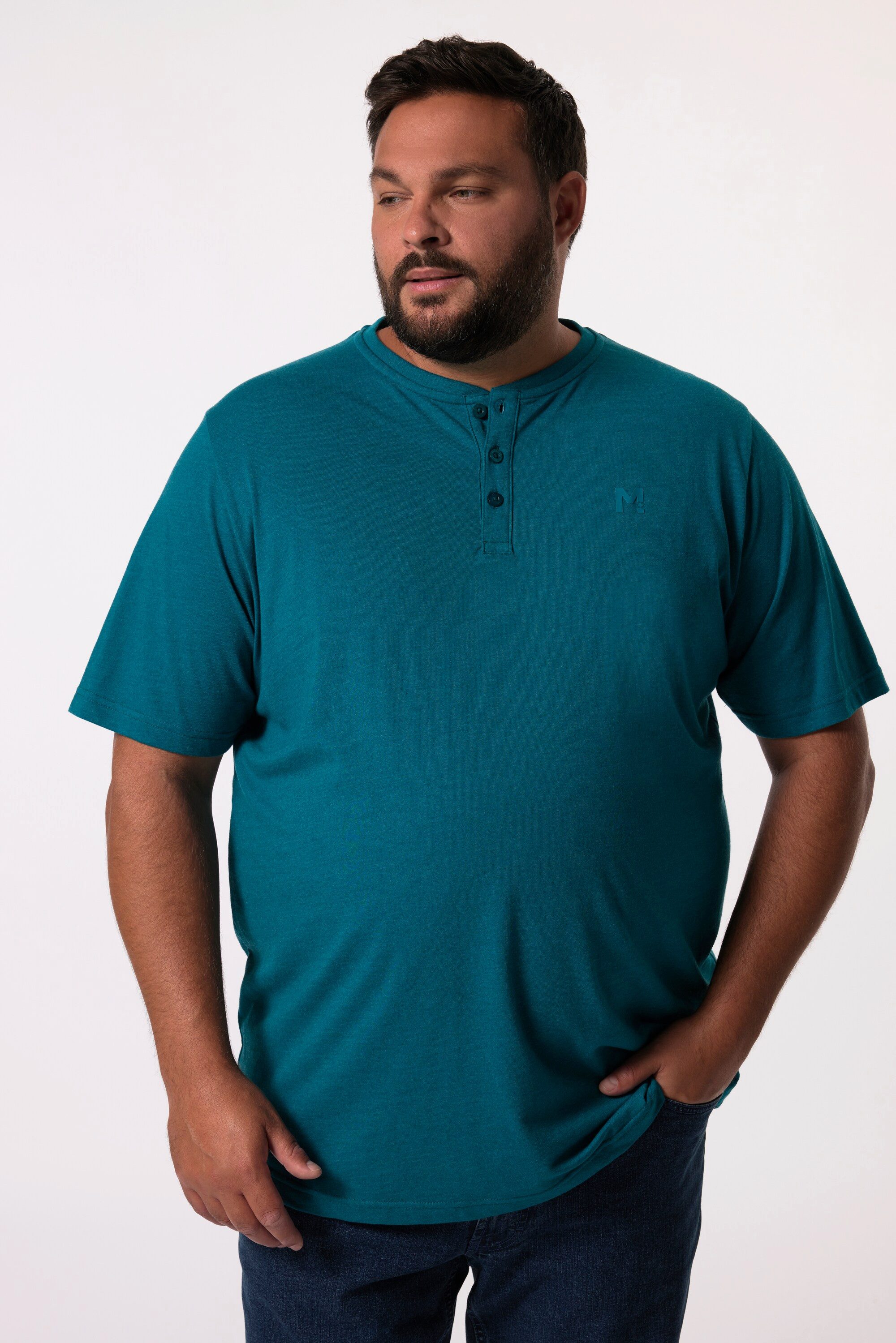 Men Plus T-Shirt Henley Basic Halbarm Rundhals günstig online kaufen