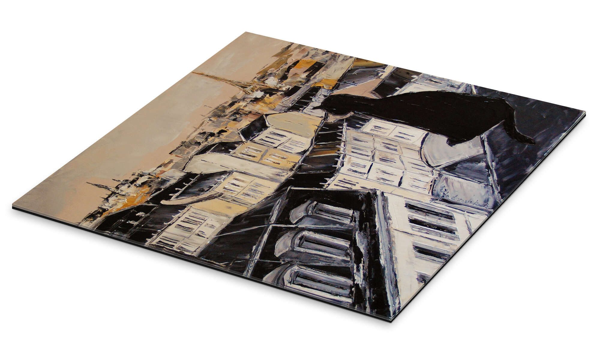 Posterlounge Wandbild Schwarze Katze über den Dächern von Paris, JIEL, erhältlich als Poster, Leinwandbild, Wandsticker oder Acrylglasbild