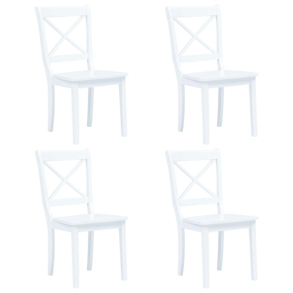 DOTMALL Essgruppe (Set,5-tlg),Tisch mit 4 strapazierfähig Massiv, Weiß und Braun Stühlen,Gummiholz