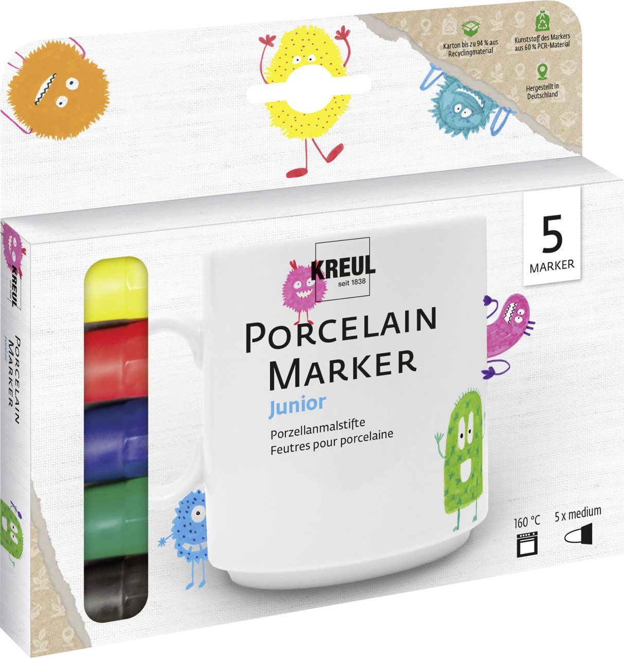 Kreul Bastelfarbe Kreul Porzellanmaler 5er Set PorcelainPen easy
