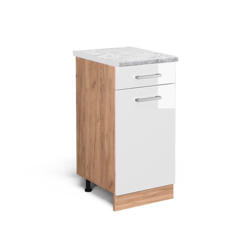 Vicco Unterschrank R-Line, Weiß Hochglanz/Goldkraft Eiche, günstig online kaufen