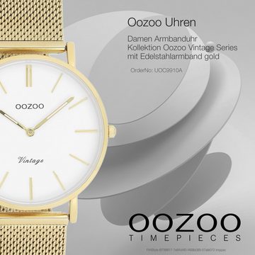 OOZOO Quarzuhr Oozoo Damen Armbanduhr Vintage Series, Unisex-Uhr rund, mittel (ca. 36mm) Edelstahlarmband, Fashion-Style