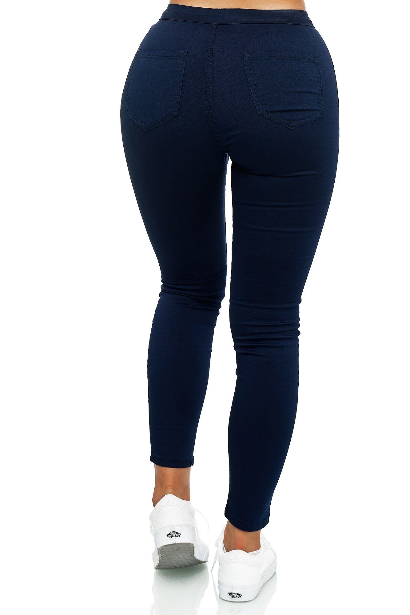 Slim Jeans (1-tlg) High Elara High-waist-Jeans Fit Waist Damen Marineblau Elara