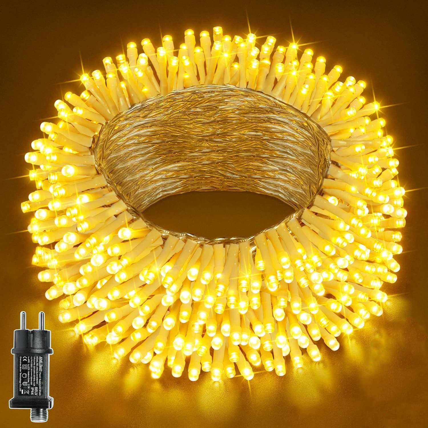 Quntis LED-Lichterkette 10-100M Lichterkette outdoor/indoor mit Stecker, Gartenlampen, 8 Modi, für Garten,Balkon,Hof,Hochzeit, deko ostern, Transparent