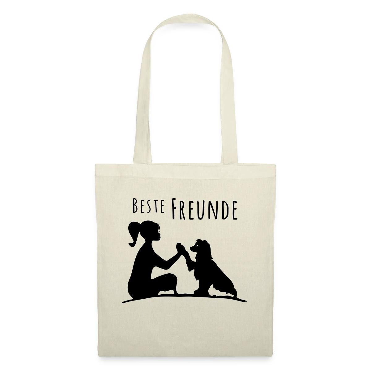 Spreadshirt Henkeltasche Beste Freunde, Mensch Und Hund Stoffbeutel (1-tlg)